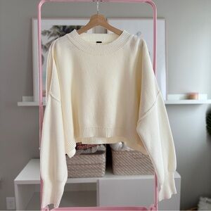 Free People Easy Street Crop Pullover Sweater Moonglow XL